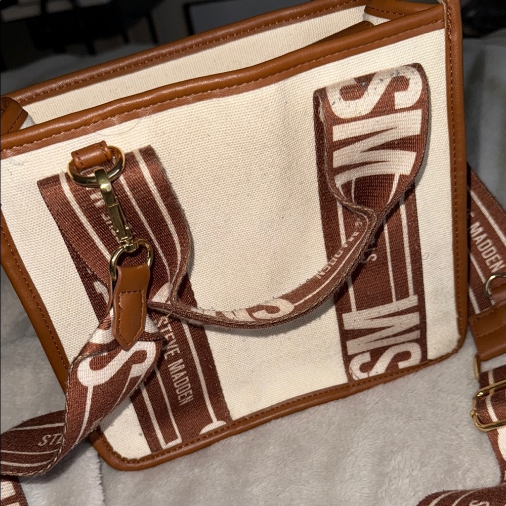 Steve Madden Brown and Cream Crossbody Bag with Vintage Charm